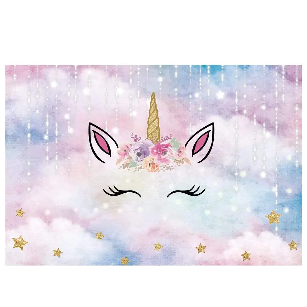 Allenjoy Colorful Cloud Backdrop Gloden Stars Backdrop - Allenjoystudio