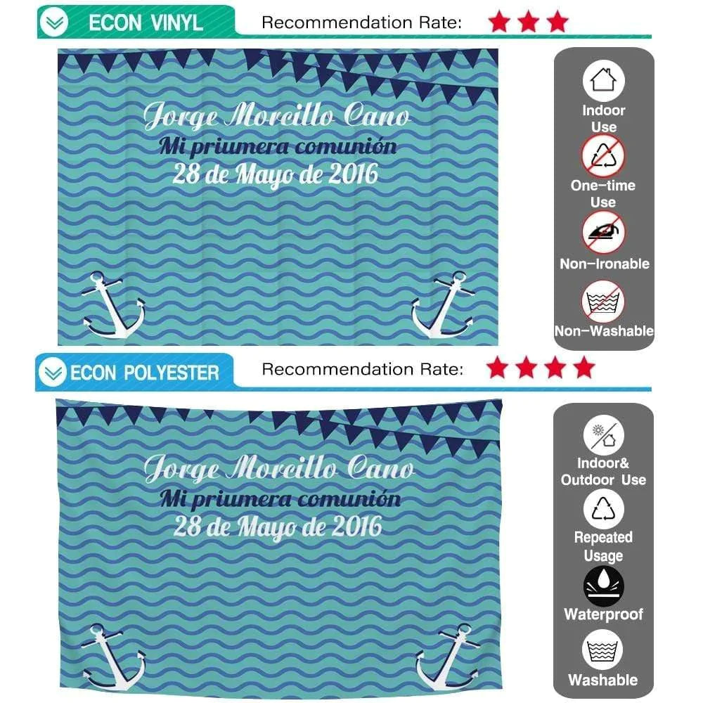 Allenjoy Mi Priumera Comunion Anchors Sea Blue Backdrop - Allenjoystudio
