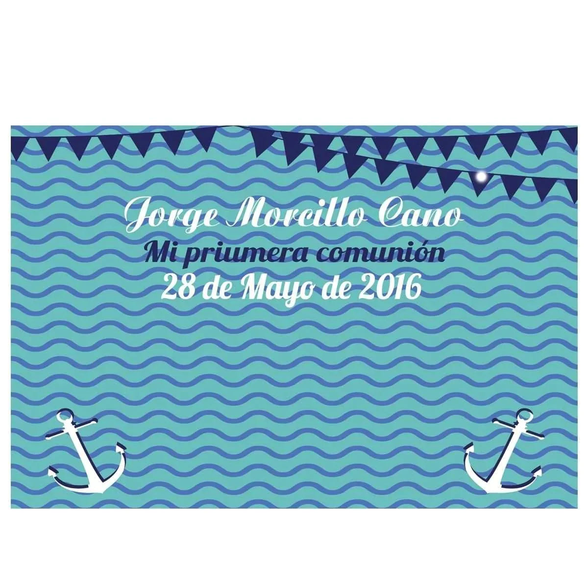 Allenjoy Mi Priumera Comunion Anchors Sea Blue Backdrop - Allenjoystudio