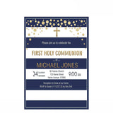 Allenjoy Cross White and Blue Golden Dots Communion Backdrop