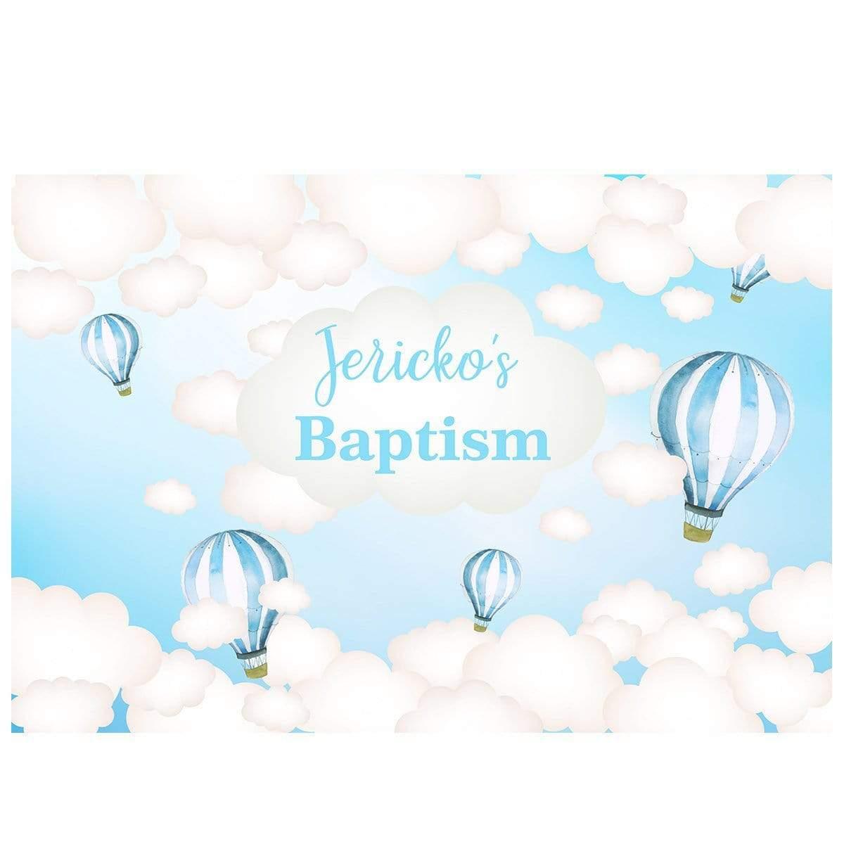 Allenjoy Hot Air Balloon Sky Cloud Custom Name Baptism Backdrop - Allenjoystudio