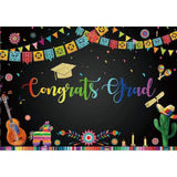 Allenjoy Congrats Grad Backdrop Mexican Flag Style for Graduation Prom
