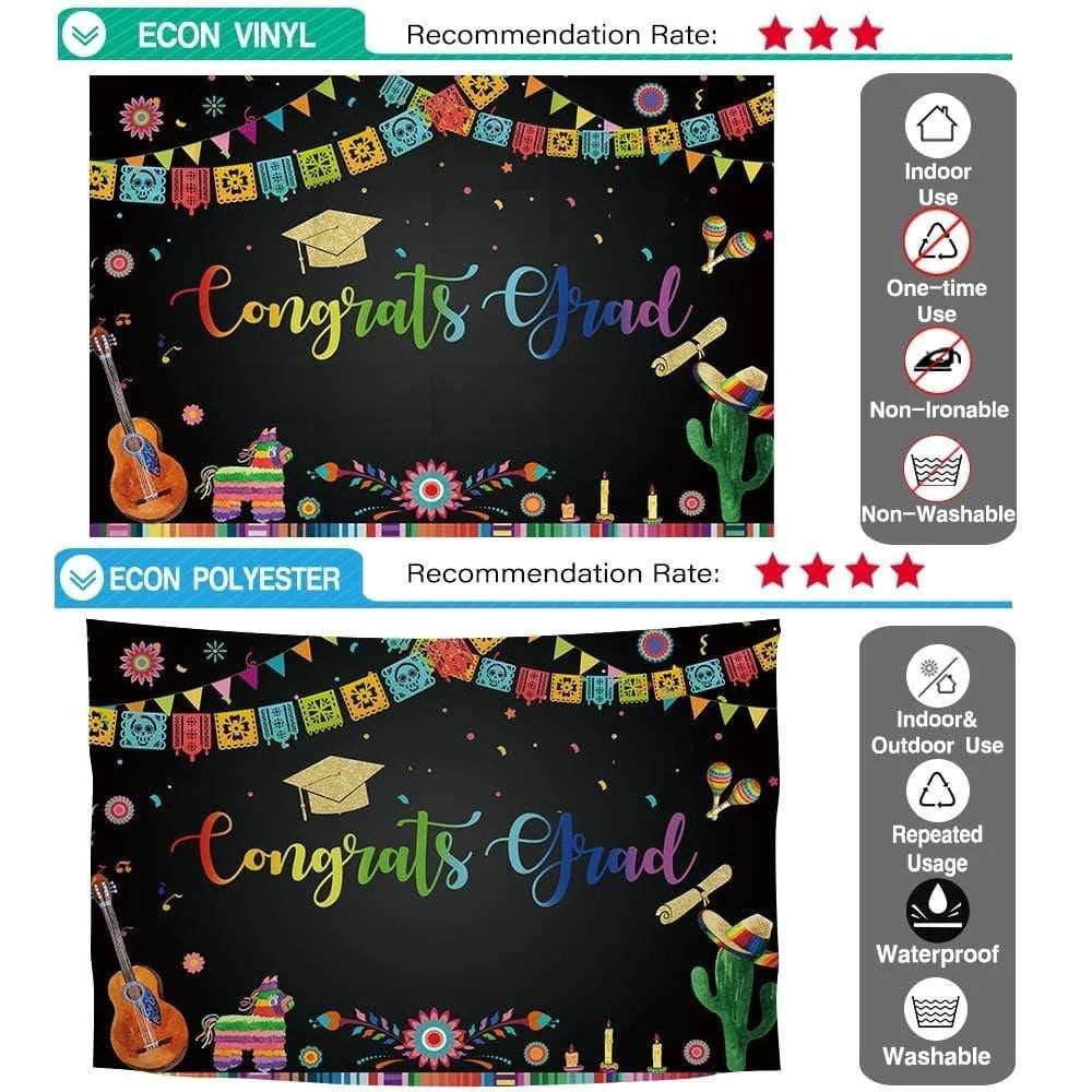 Allenjoy Congrats Grad Backdrop Mexican Flag Style for Graduation Prom - Allenjoystudio
