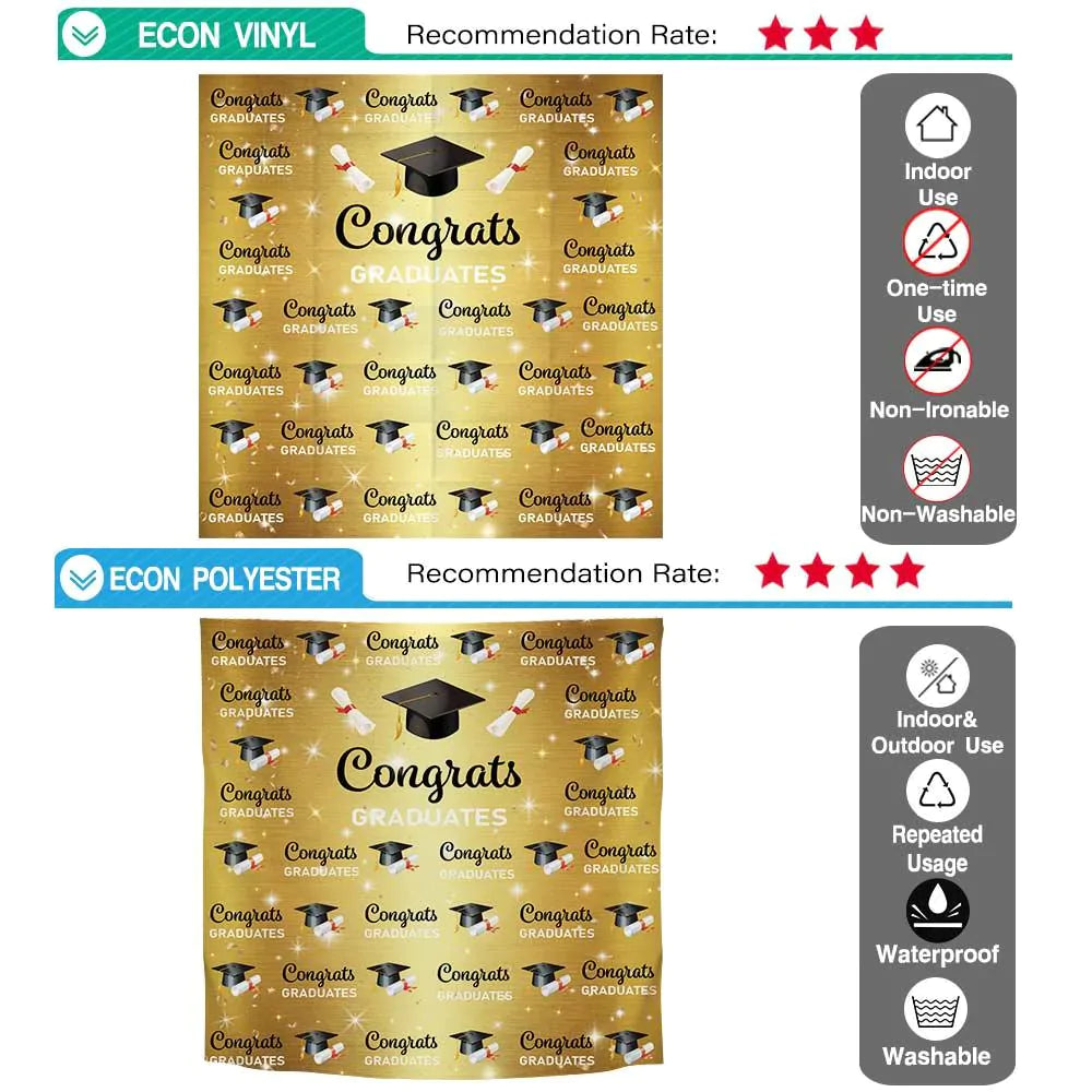 Allenjoy Congrats Grad Backdrop Step and Repeat Graduation Cap Class of 2021 Gold Glitter - Allenjoystudio