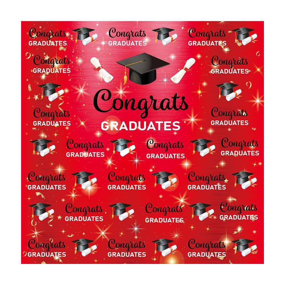 Allenjoy Congrats Grad Backdrop Step and Repeat Graduation Cap Class of 2021 Gold Glitter - Allenjoystudio