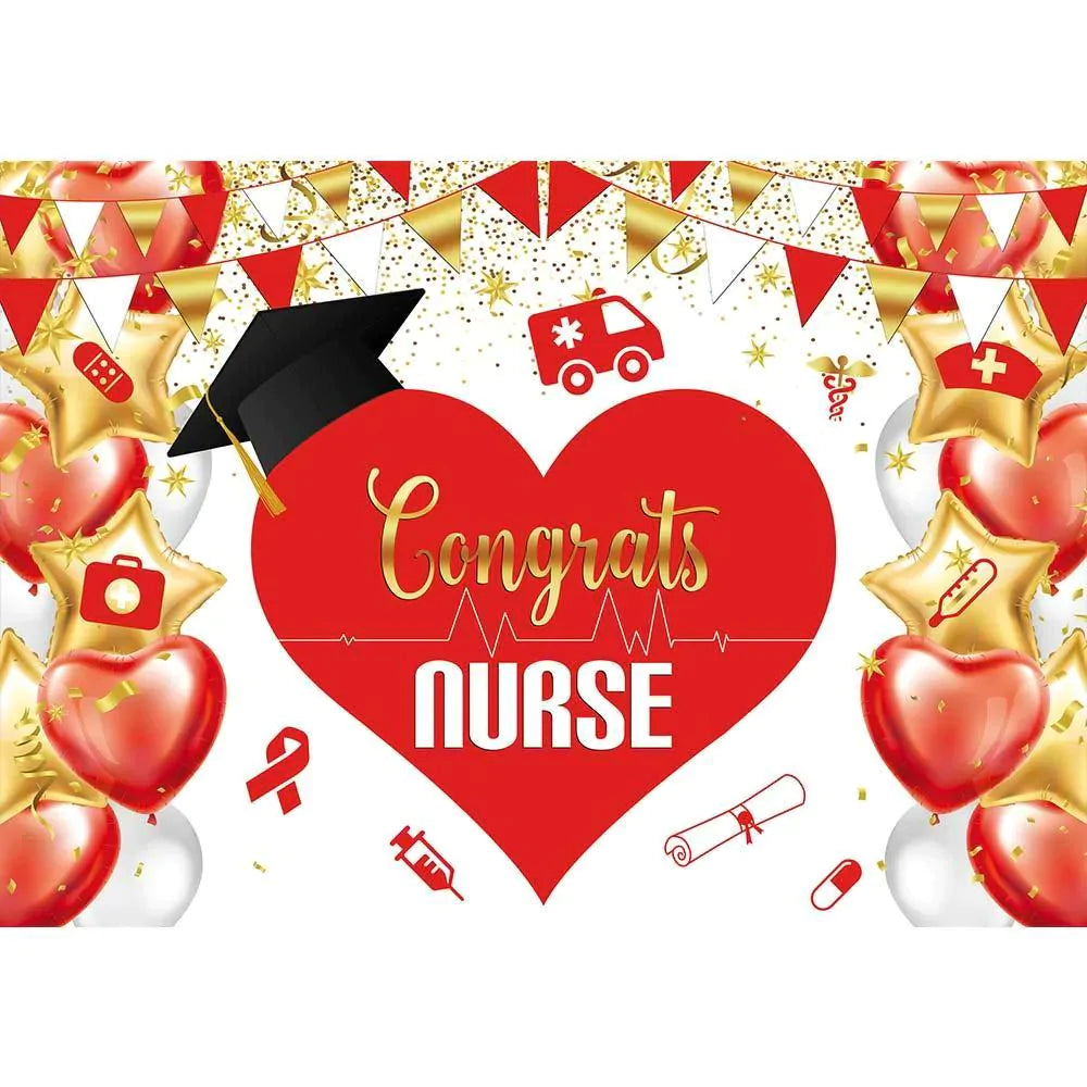 Allenjoy Congrats Nurse Graduation Backdrop for Girls Woman - Allenjoystudio