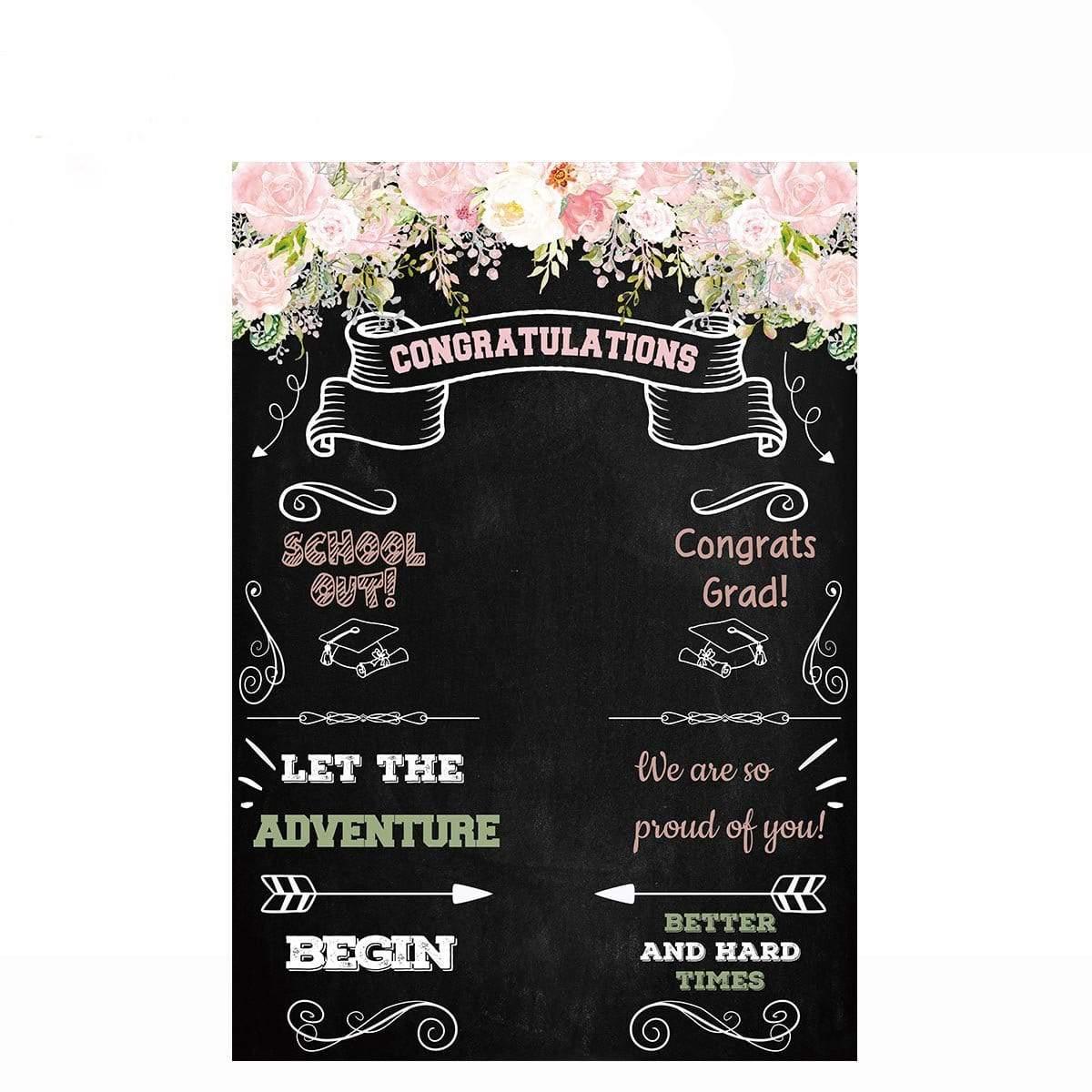 Allenjoy Graduation Backdrop Floral Chalkboard for College Prom Party - Allenjoystudio