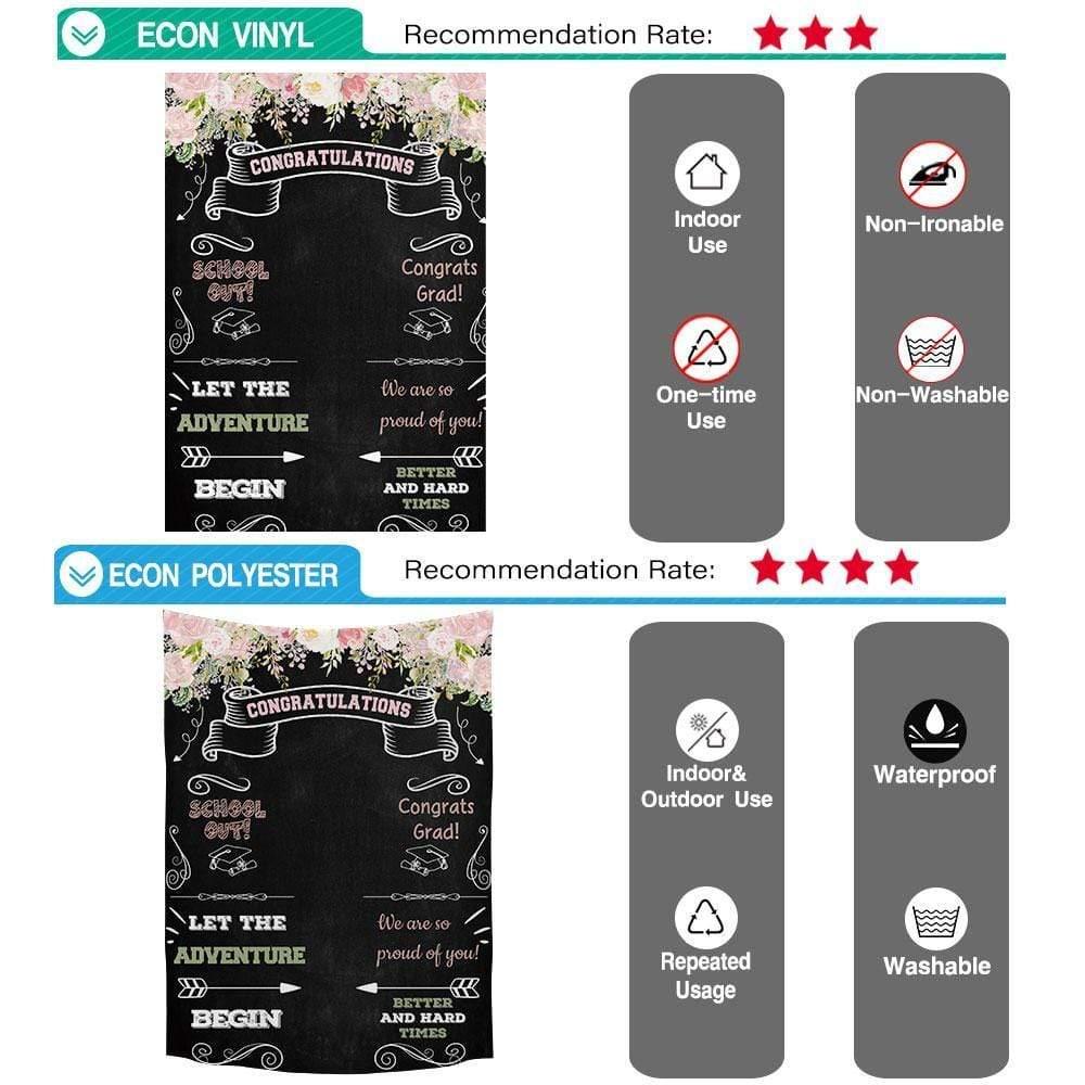 Allenjoy Graduation Backdrop Floral Chalkboard for College Prom Party - Allenjoystudio