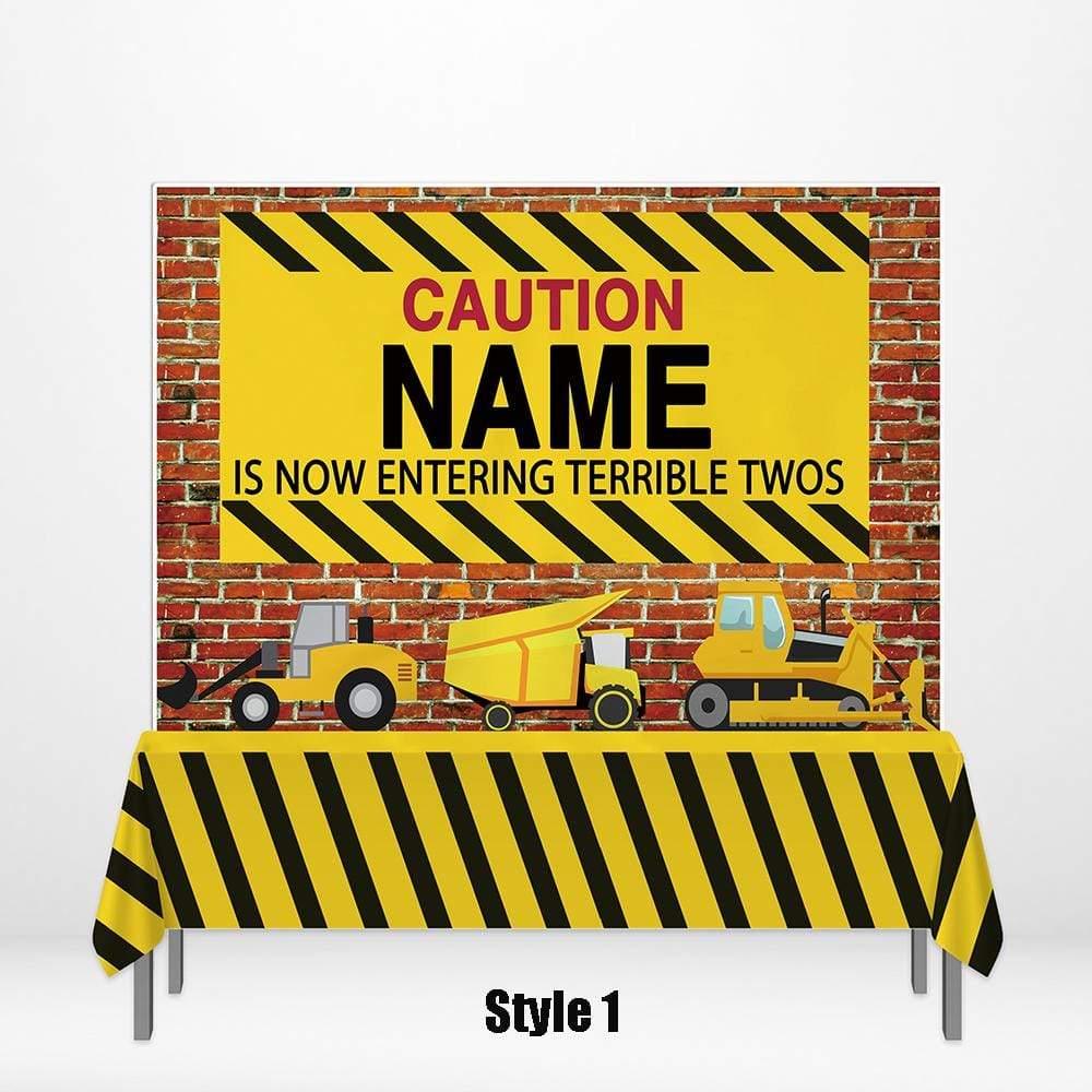 Allenjoy Construction Caution Banner Tablecloth - Allenjoystudio