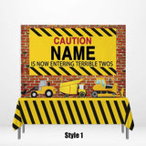 Allenjoy Construction Caution Banner Tablecloth