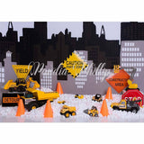 Allenjoy Construction Excavator Backdrop for Birthday Designed by Panida Phillips - Allenjoystudio