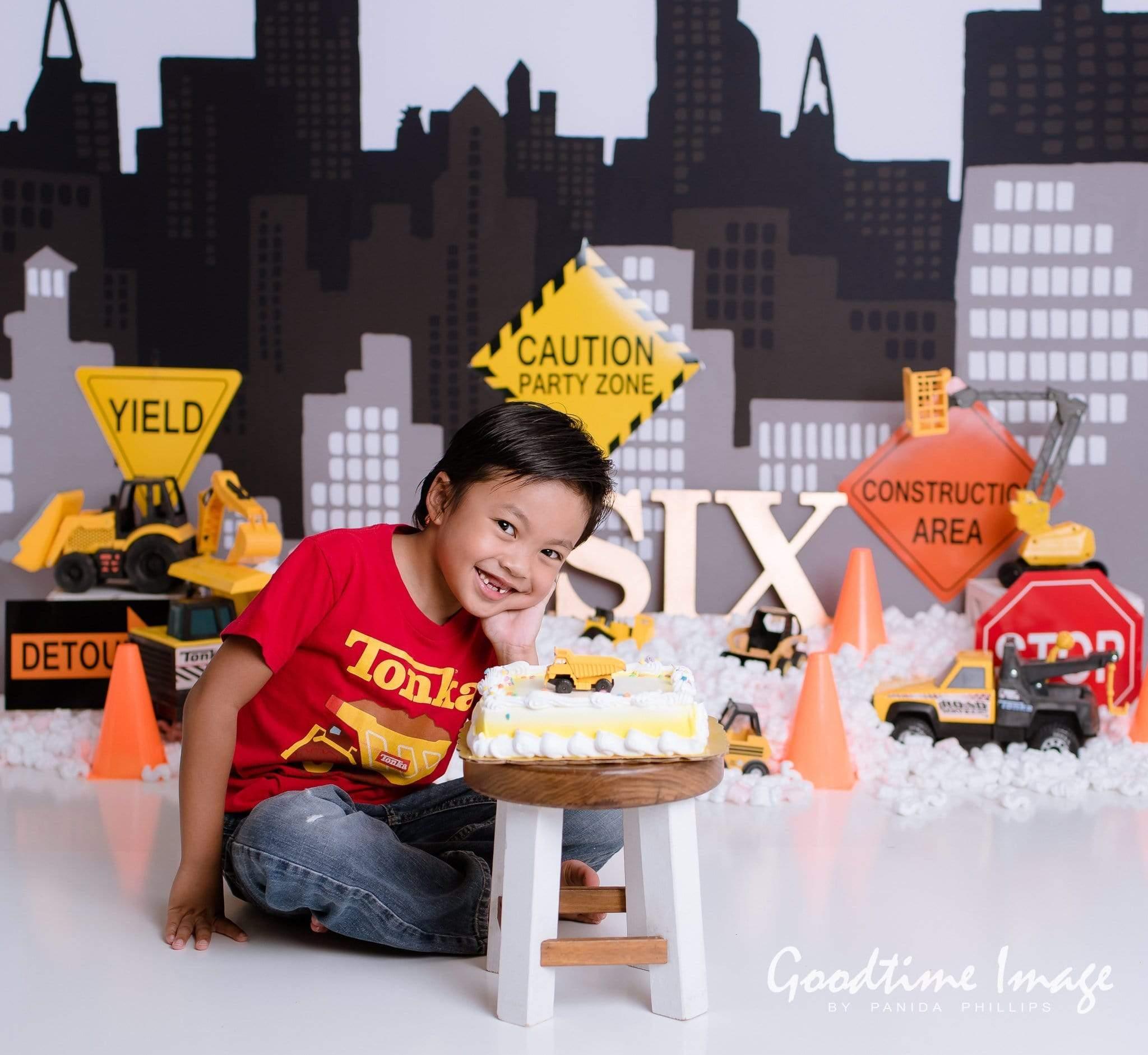 Allenjoy Construction Excavator Backdrop for Birthday Designed by Panida Phillips - Allenjoystudio