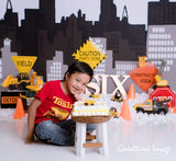 Allenjoy Construction Excavator Backdrop for Birthday Designed by Panida Phillips - Allenjoystudio