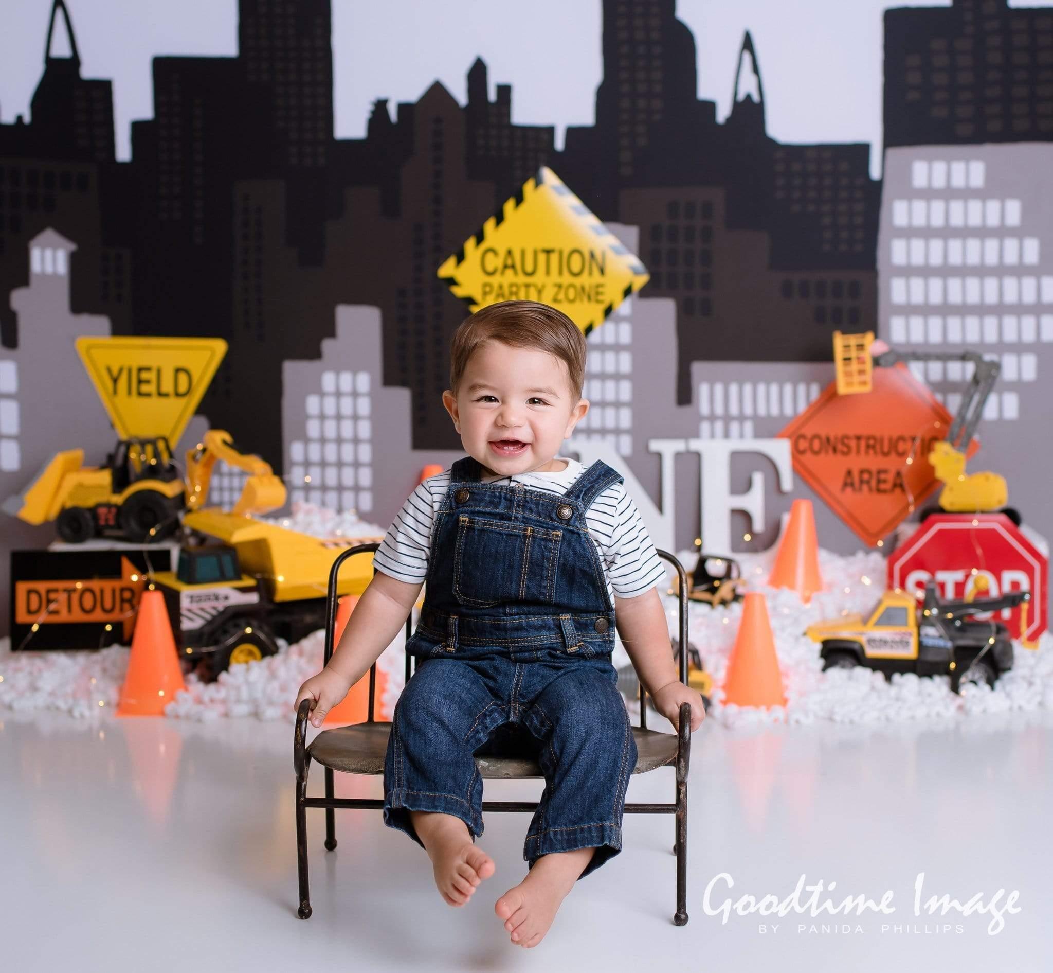 Allenjoy Construction Excavator Backdrop for Birthday Designed by Panida Phillips - Allenjoystudio