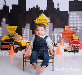 Allenjoy Construction Excavator Backdrop for Birthday Designed by Panida Phillips - Allenjoystudio