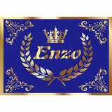 Allenjoy Crown Custom Name Navy Blue Backdrop for Boys - Allenjoystudio