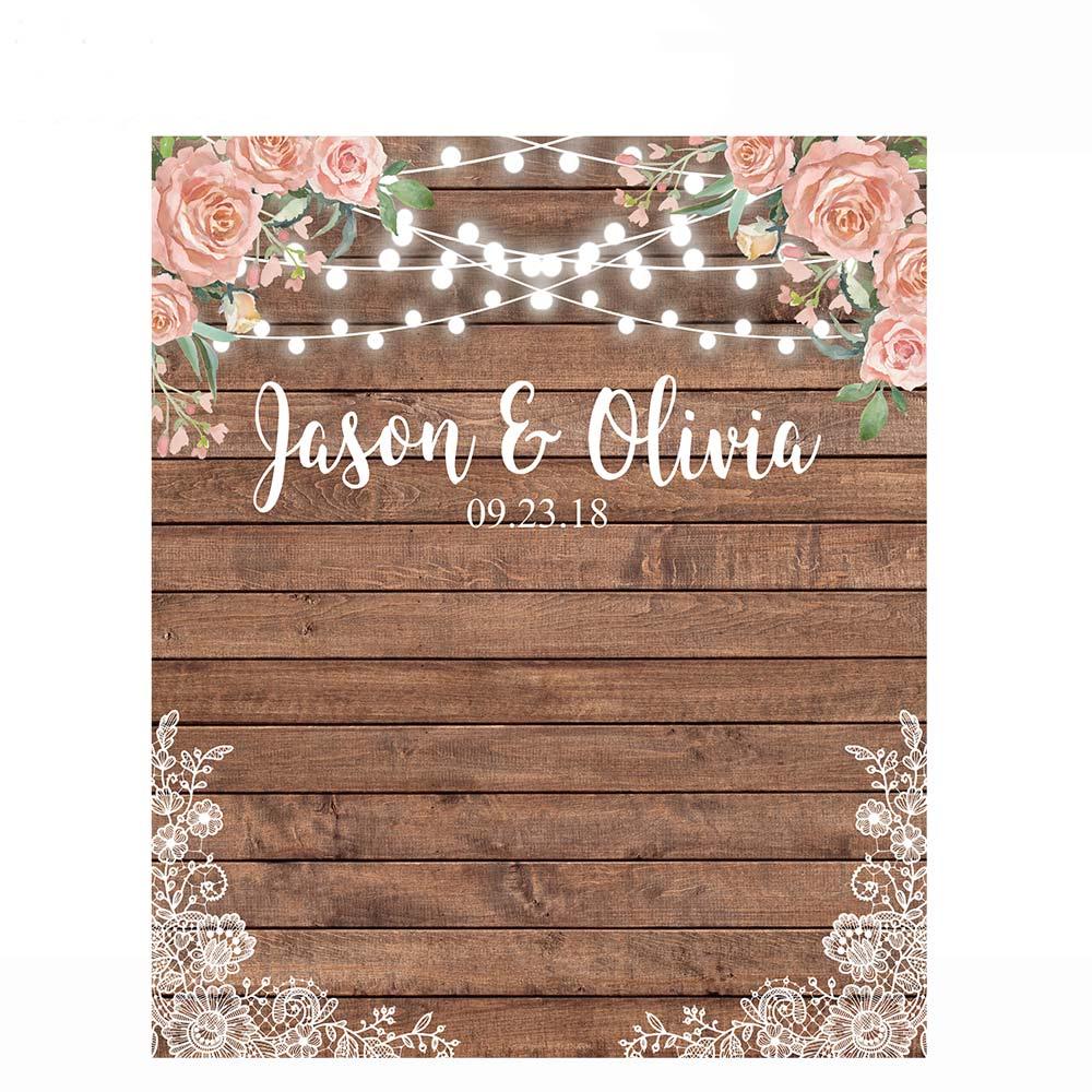Allenjoy Custom Backdrop Wood Wallpaper for Wedding Bridal Shower Anniversary Love Photoshoot - Allenjoystudio