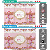 Allenjoy Custom Name Carousel Pink Princess Birthday  Backdrop - Allenjoystudio
