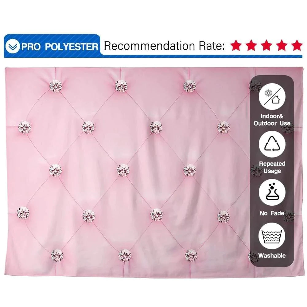 Allenjoy Pink Leather Diamond Decoration Headboard Backdrop - Allenjoystudio