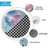 Allenjoy Disco 90 Party Balloon Car Backdrop White and Black Plaid Tablecloth - Allenjoystudio