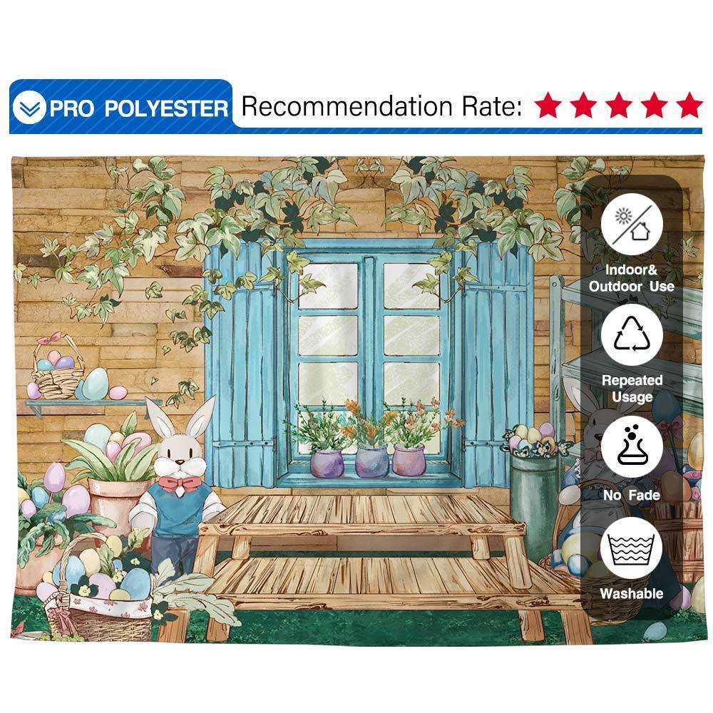 Allenjoy Drawn Painted Easter Rabbit Wooden House Backdrop - Allenjoystudio