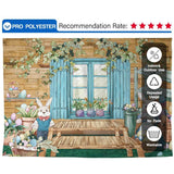 Allenjoy Drawn Painted Easter Rabbit Wooden House Outdoor Backdrop - Allenjoystudio