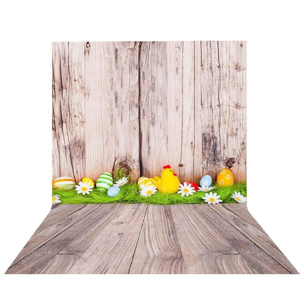 Allenjoy Easter Backdrop Eggs Grass m Decor Wood Wall and Floor - Allenjoystudio