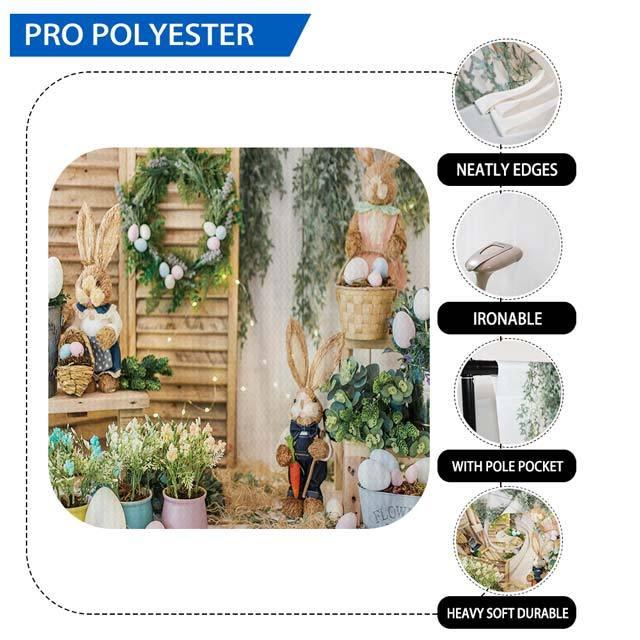Allenjoy Easter Backdrop Spring Rustic Wooden Wall Colorful Eggs Rabbit for Minisession - Allenjoystudio