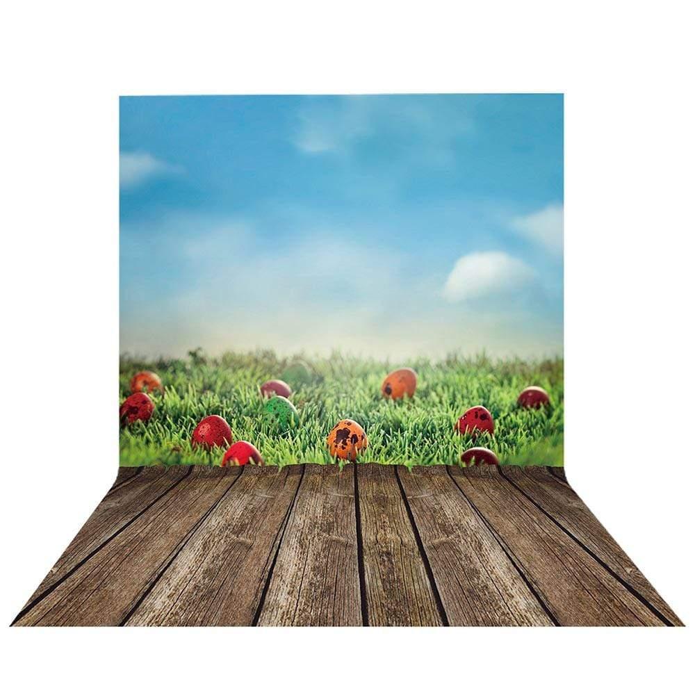 Allenjoy Easter Backdrops Blue sky Eggs Green Grass for Photography - Allenjoystudio