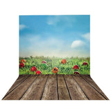Allenjoy Easter Backdrops Blue sky Eggs Green Grass for Photography