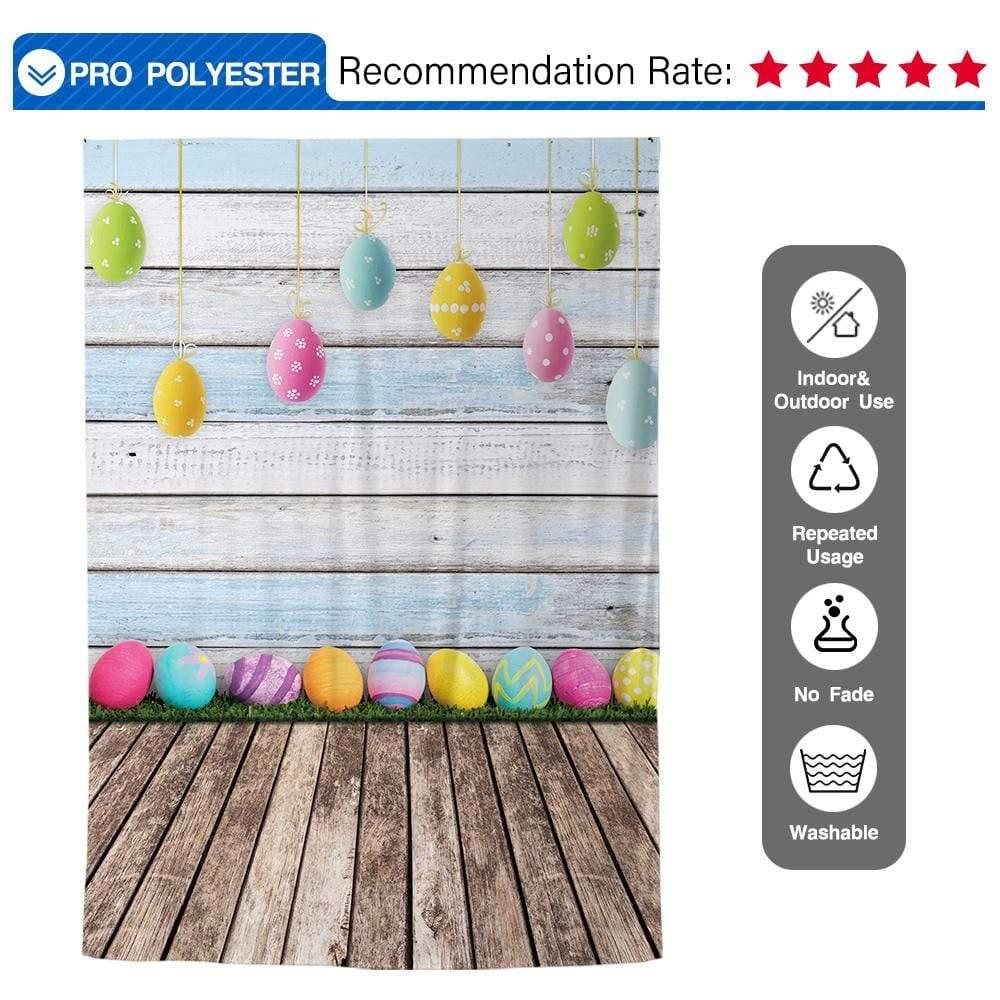 Allenjoy Easter Background Colorful Wooden Wall Eggs for Photography - Allenjoystudio