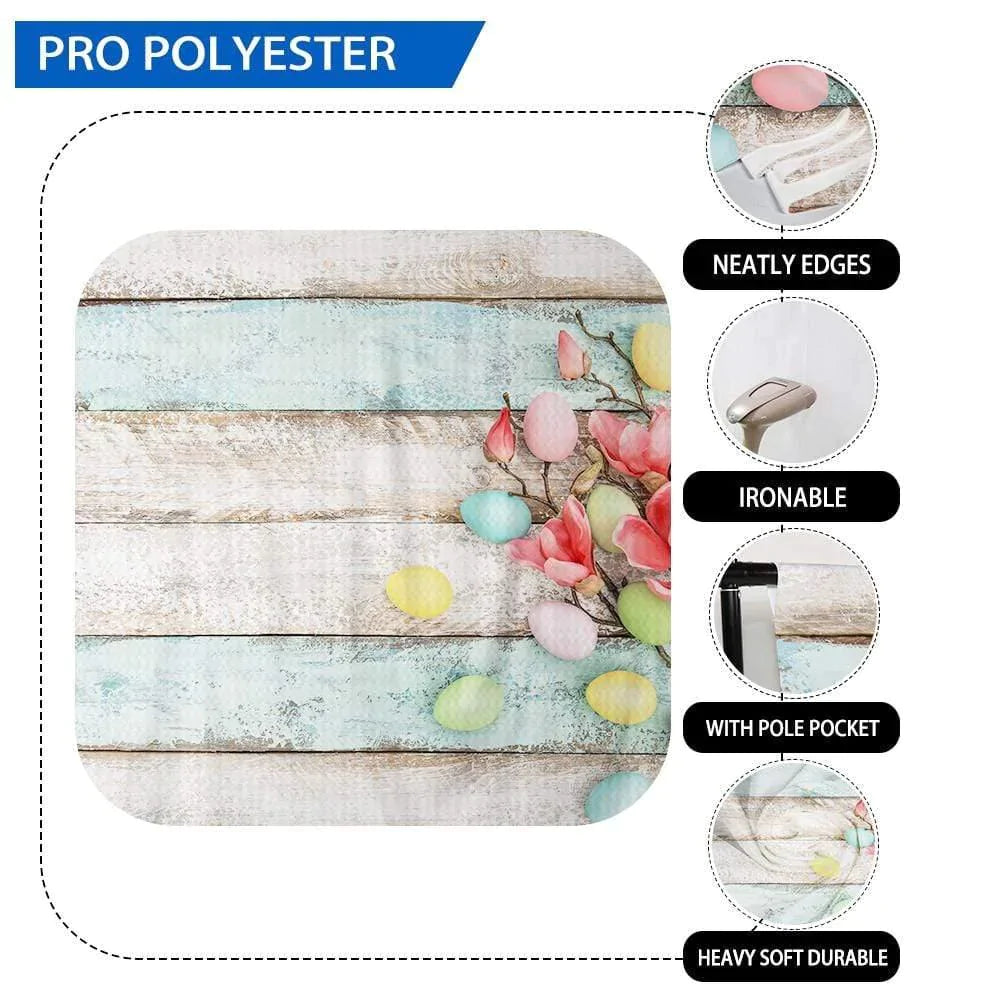 Allenjoy Easter Eggs Flowers Retro Colorful Wooden Backdrop - Allenjoystudio