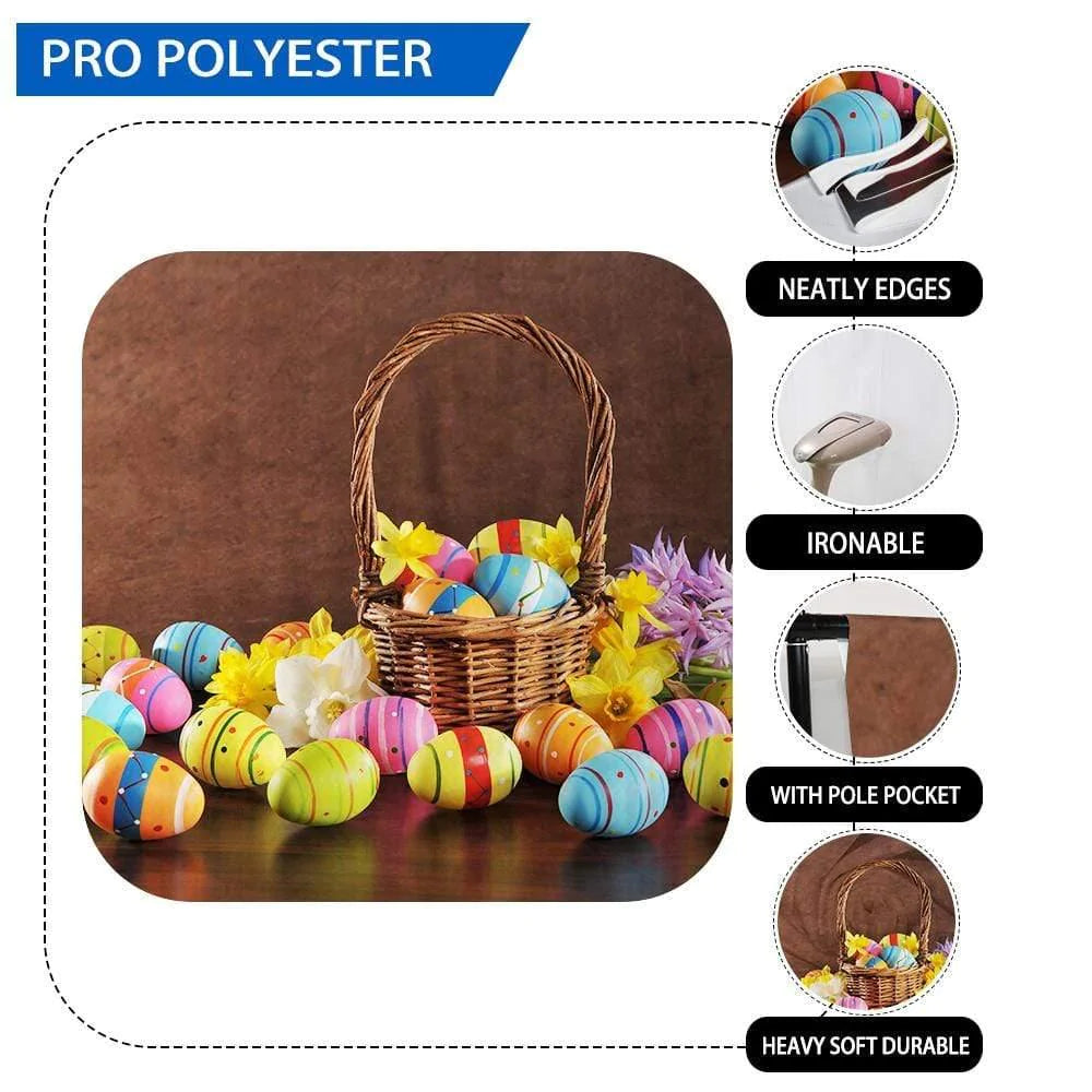 Allenjoy Easter Eggs Basket Brown Wall Wooden Floor Photography Backdrop - Allenjoystudio