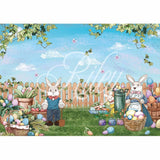 Allenjoy Easter Eggs Rabbit Carrot Blue Sky Watercolor Backdrop