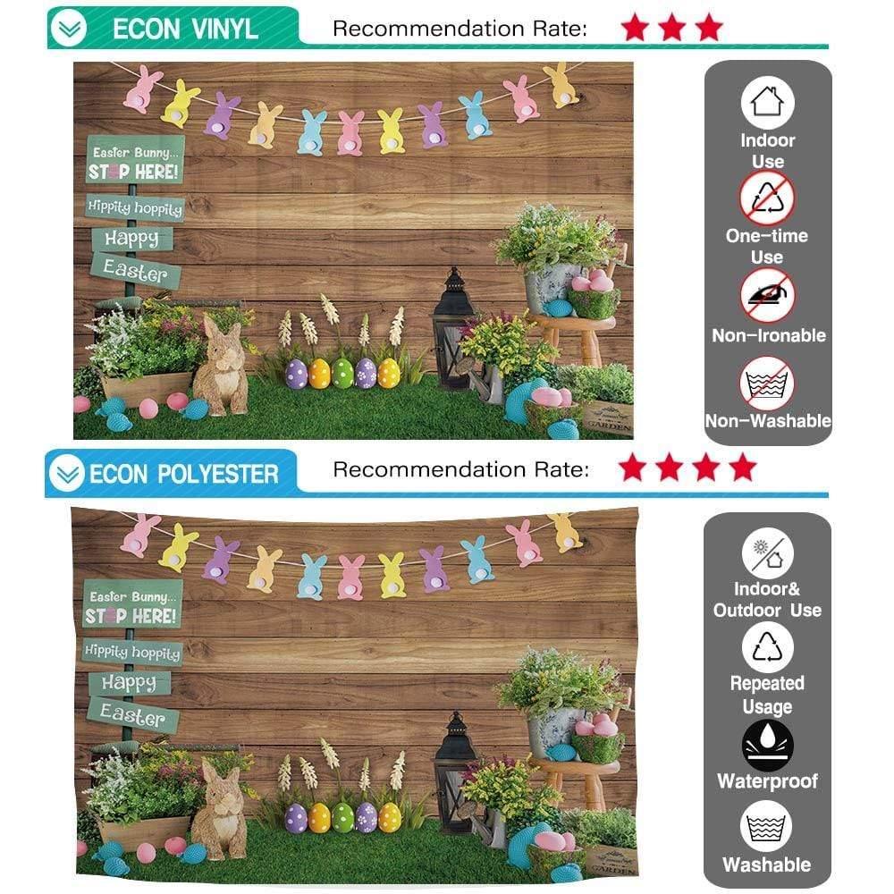 Allenjoy Easter Bunny Rabbit Eggs Grass Walnut Wood Wall Backdrop - Allenjoystudio