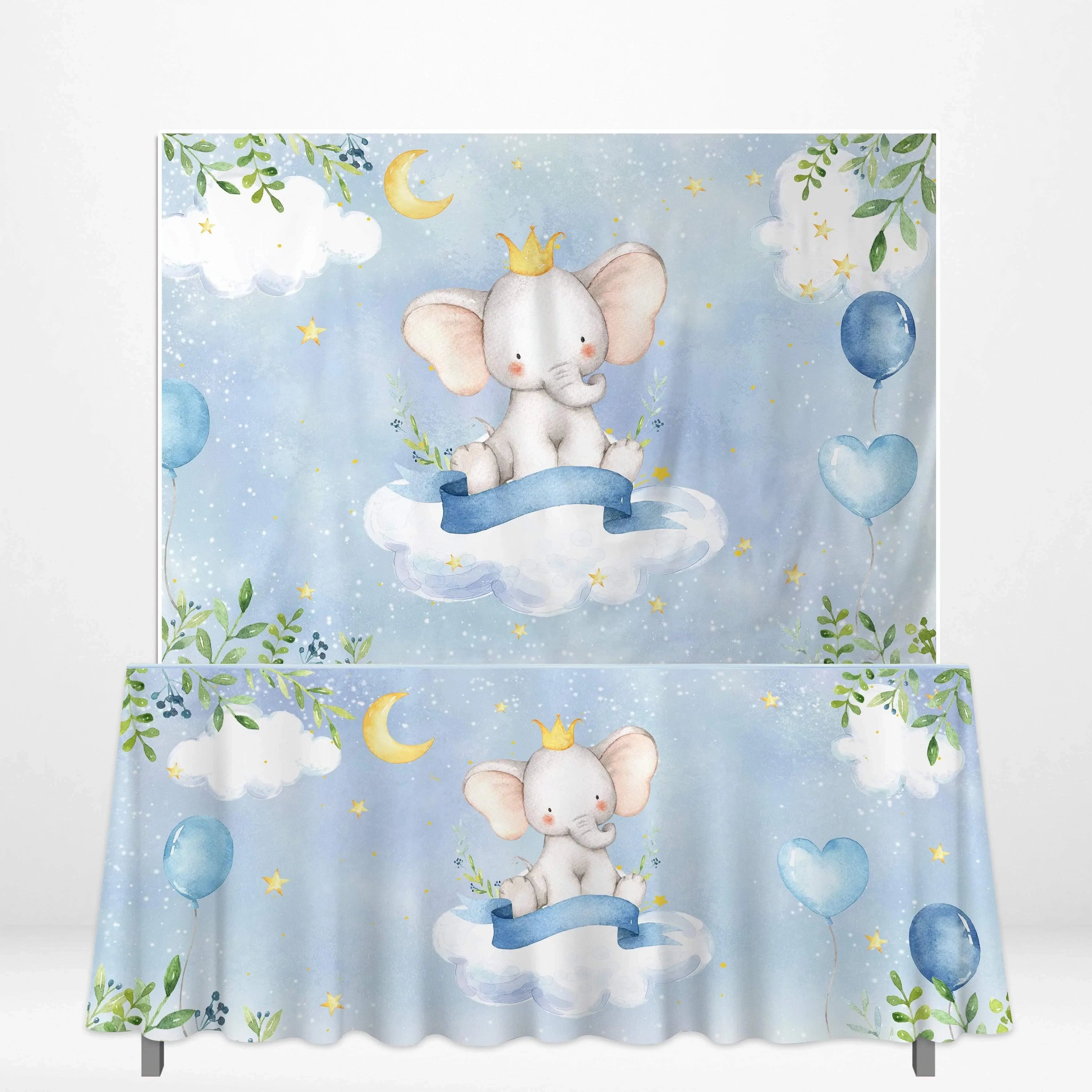 Allenjoy Elephant Cloud Backdrop Tablecloth for Baby Shower - Allenjoystudio