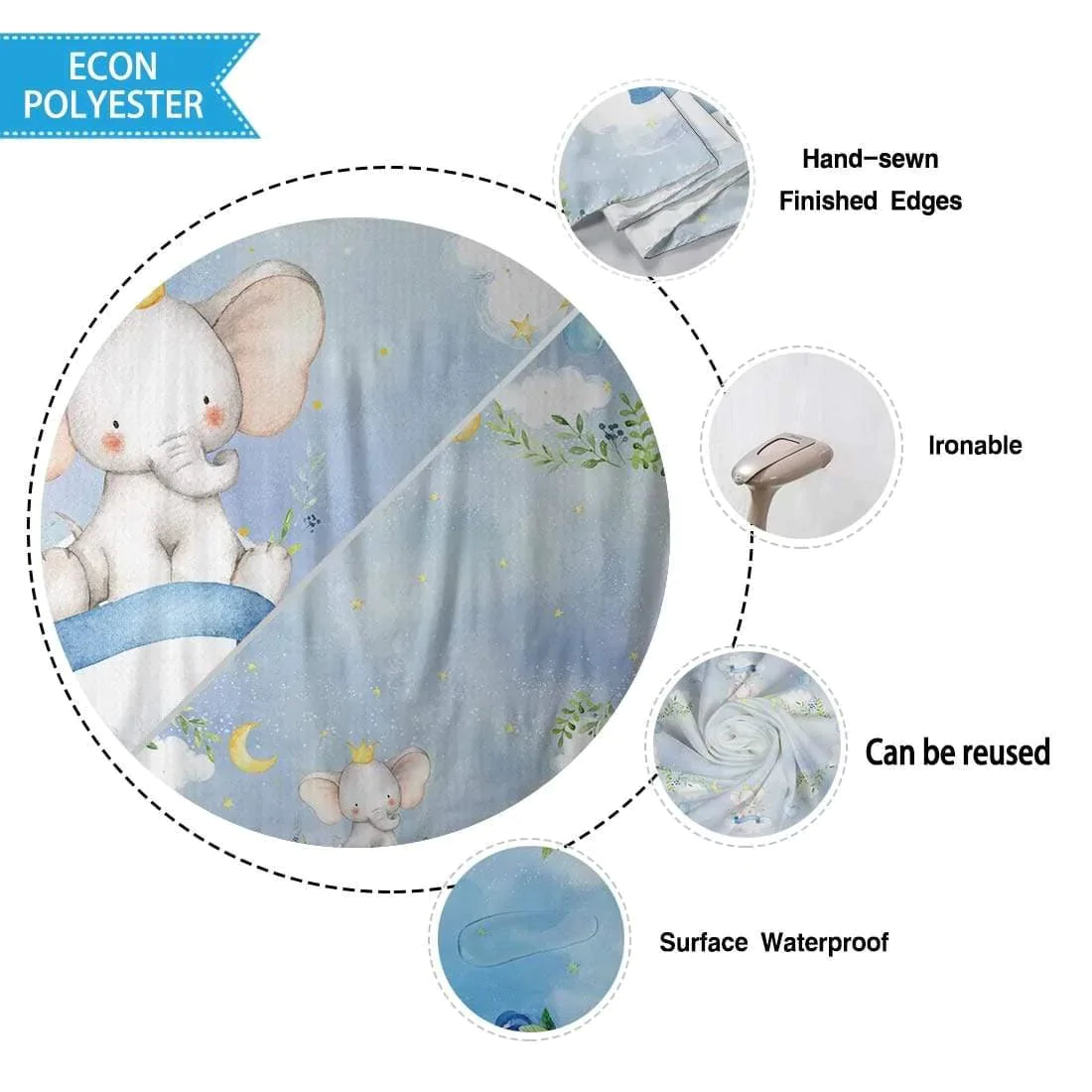 Allenjoy Elephant Cloud Backdrop Tablecloth for Baby Shower - Allenjoystudio