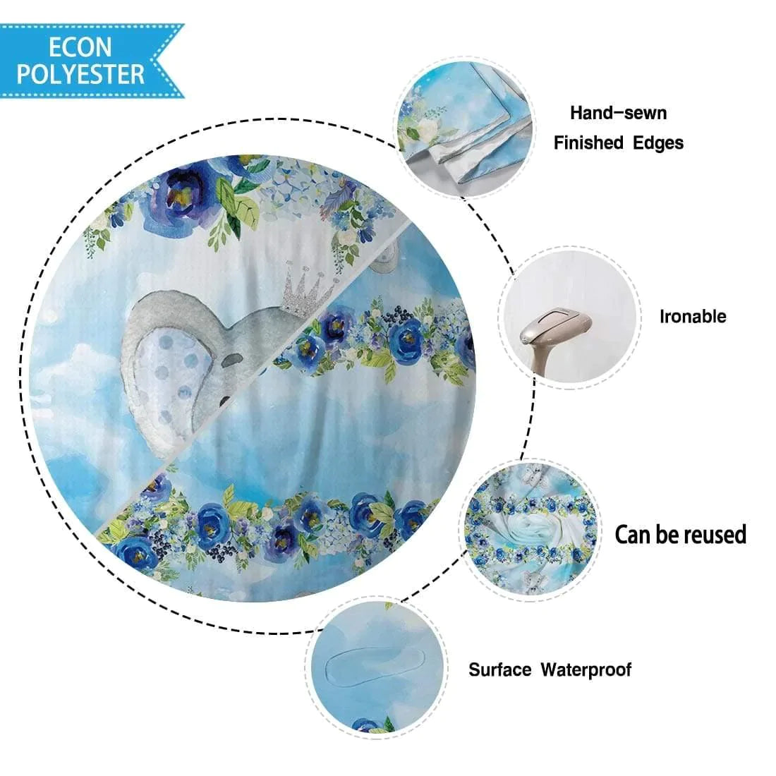 Allenjoy Elephant Floral Backrop Tablecloth for Boys - Allenjoystudio