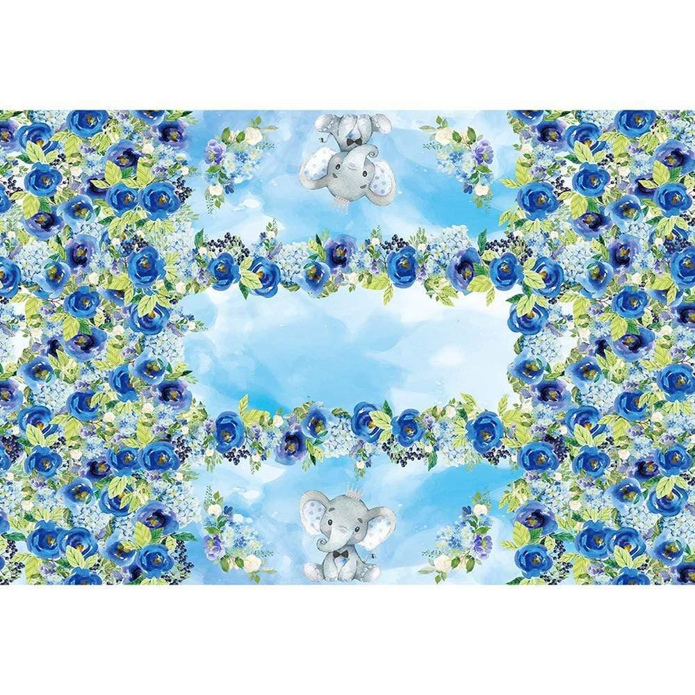 Allenjoy Elephant Floral Backrop Tablecloth for Boys - Allenjoystudio