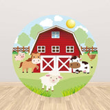 Allenjoy Farm Aninmal Cartoon Round Backdrop - Allenjoystudio