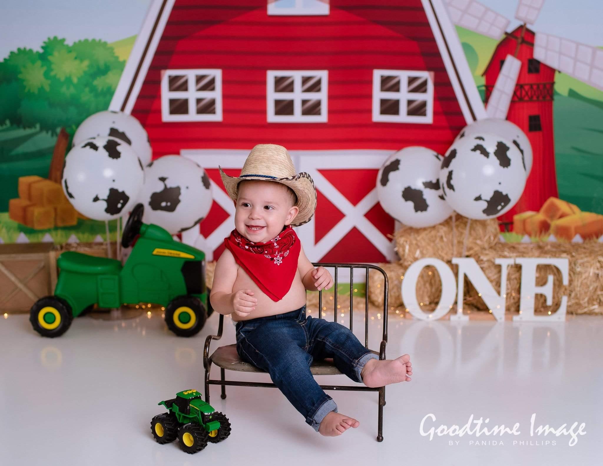 Allenjoy Farm Cow Balloon Backdrop Designed by Panida Phillips - Allenjoystudio