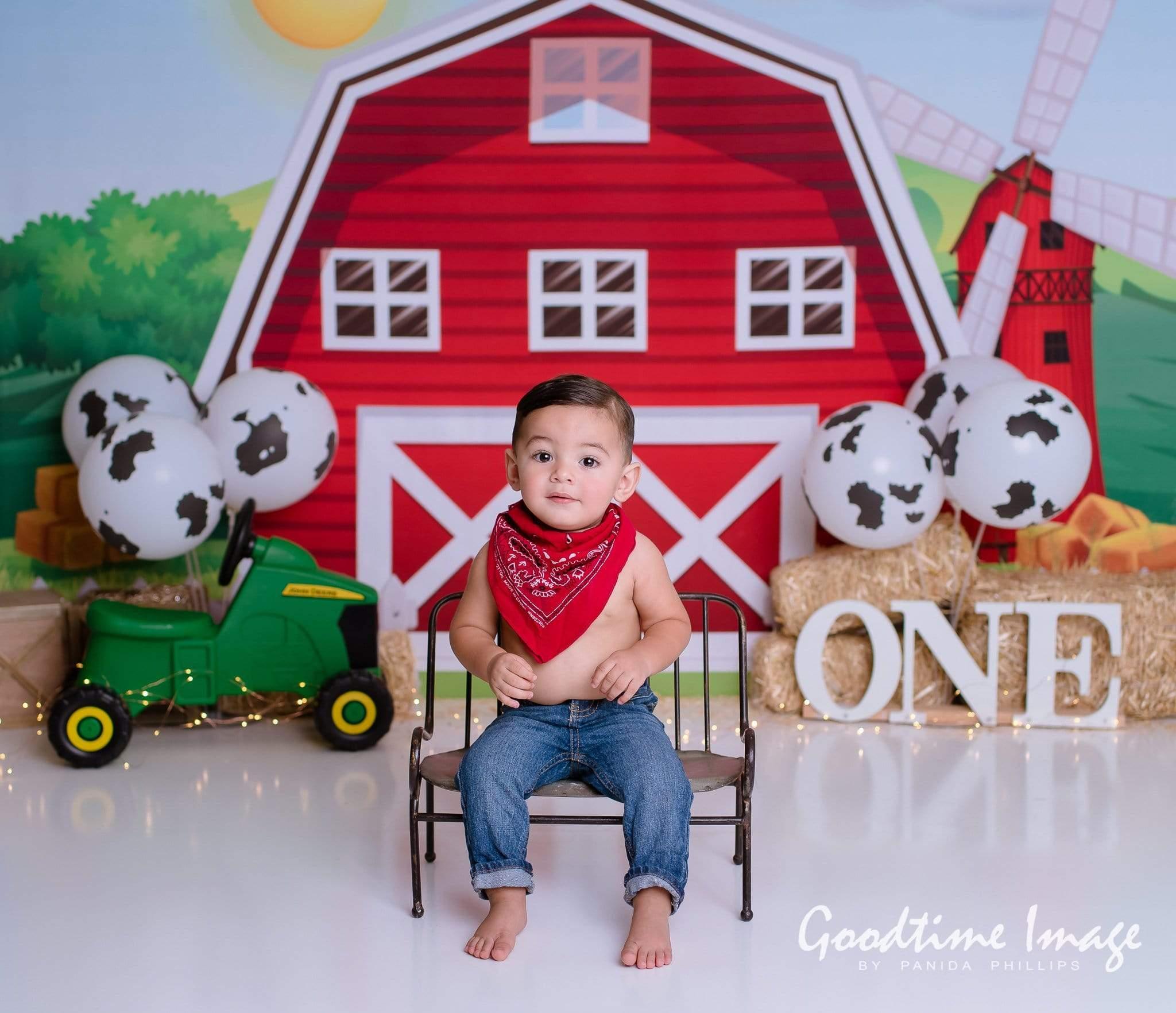 Allenjoy Farm Cow Balloon Backdrop Designed by Panida Phillips - Allenjoystudio