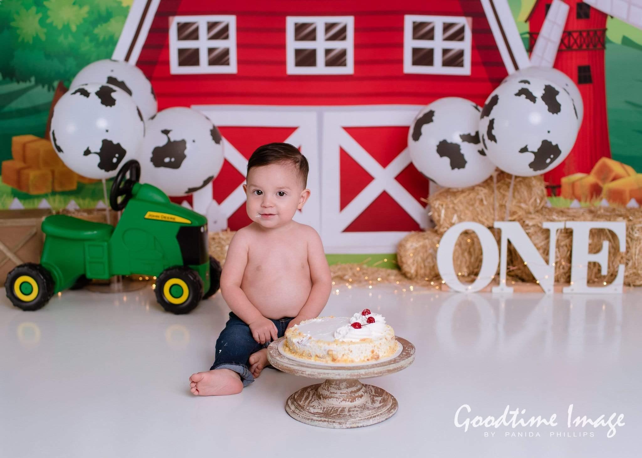 Allenjoy Farm Cow Balloon Backdrop Designed by Panida Phillips - Allenjoystudio
