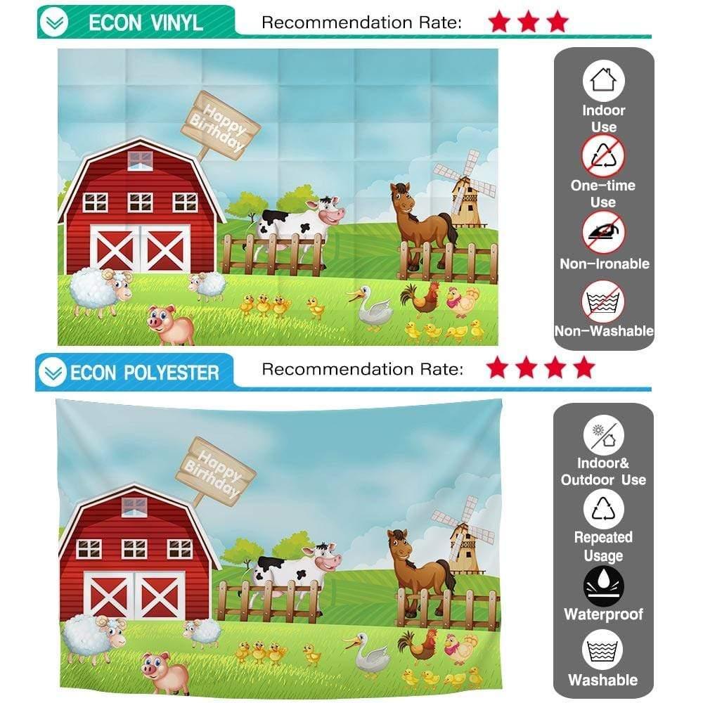 Allenjoy Farm Backdrop Cartoon Animals Fence Wind Tower Blue Sky for Party studio - Allenjoystudio