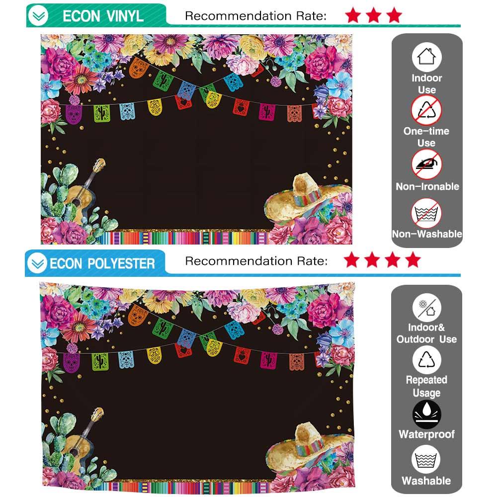 Allenjoy Fiesta  Day of The Dead Backdrop For Mexican Festival Flower Cactus Guitar - Allenjoystudio
