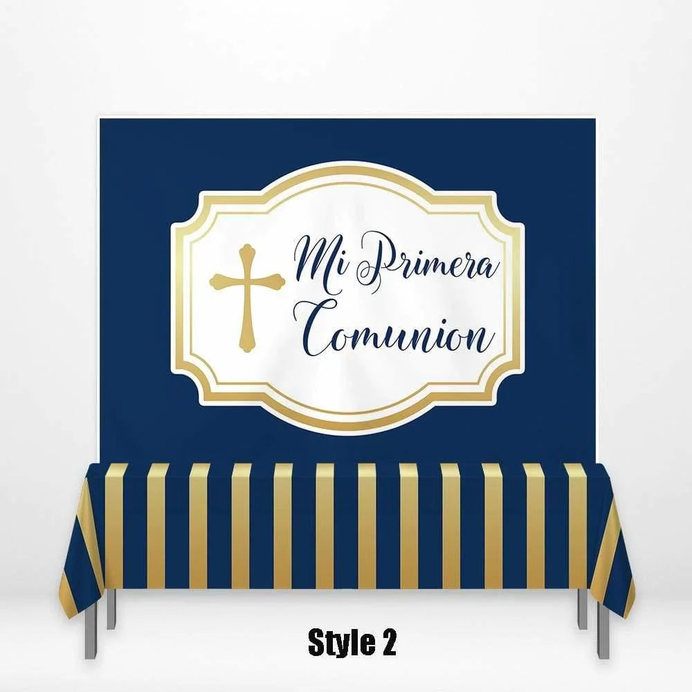 Allenjoy First Communion Banner Tablecloth for Baptism - Allenjoystudio
