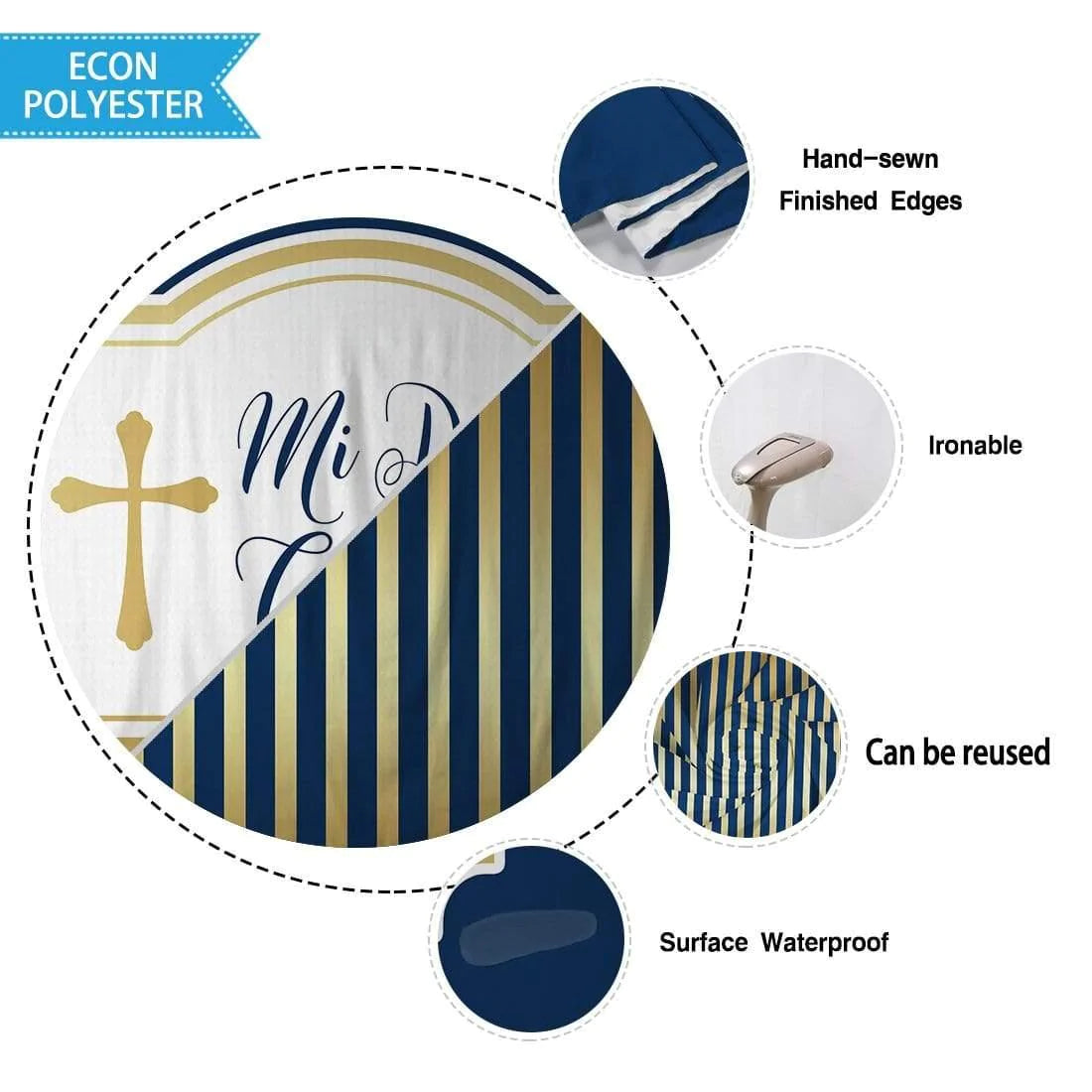 Allenjoy First Communion Banner Tablecloth for Baptism - Allenjoystudio