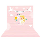Allenjoy First Communion Pink Stripes Backdrop for Girl
