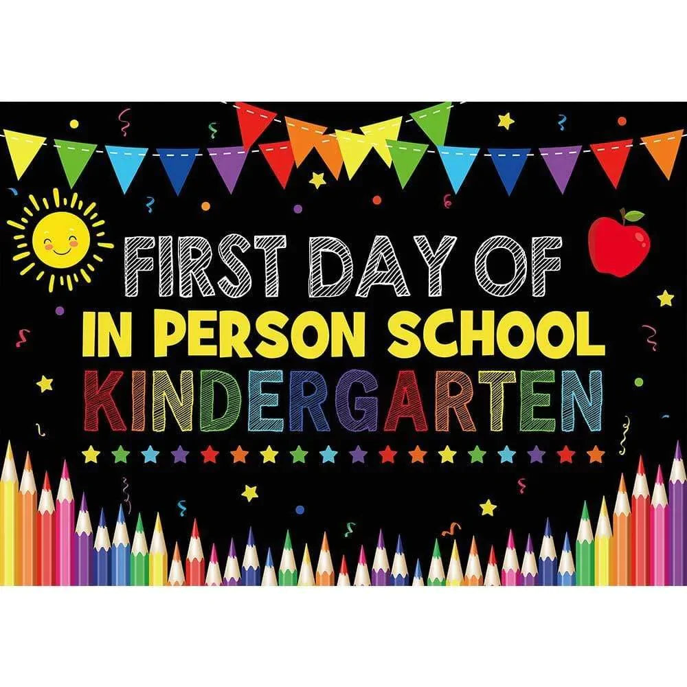 Allenjoy First Day of In Person School Kindergarten Backdrop - Allenjoystudio