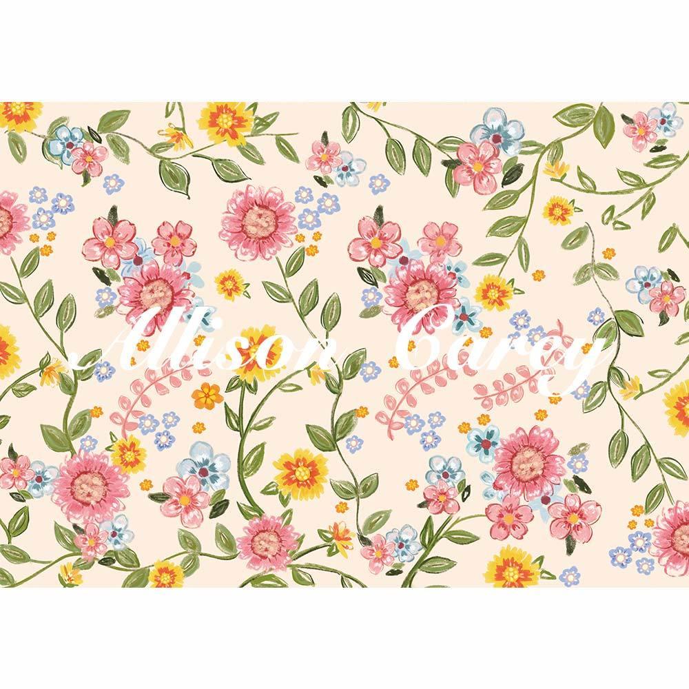 Allenjoy Hand Painted Floral Backdrop for Children Designed by Allison Garey - Allenjoystudio